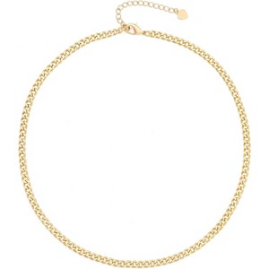 18K Gold Plated Paperclip Choker with Freshwater Cultured Pearl Pendant, Dainty Satellite Chain Necklace - 1 of 4