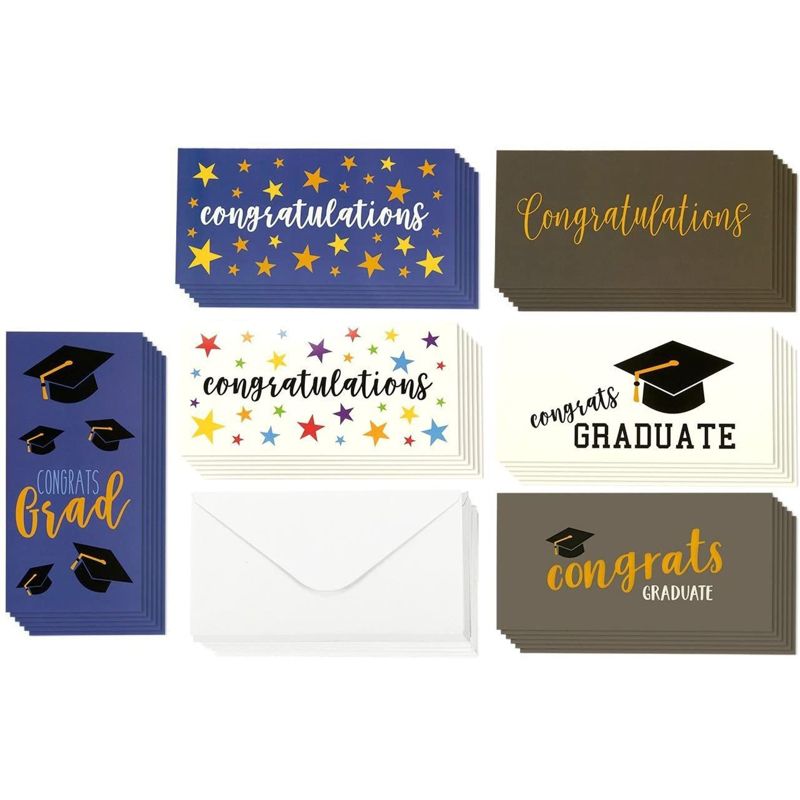 Best Paper Greetings 36 Pack Graduation Money Holder, Gift Cards with Envelopes for School & College (6 Designs), 1 of 8