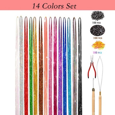 Alilang Sparkly Hair Tinsel Kit with 14/16/20 Colors and Installation Tools