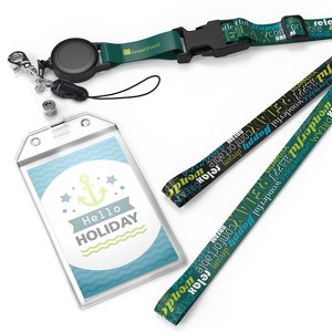 Greatshield 2 Pack Cruise ID Badge Holders Retractable Lanyards & Water Resistant, Cruise lanyards Badge Reel for Cruise Ship -Black Blue - 1 of 4