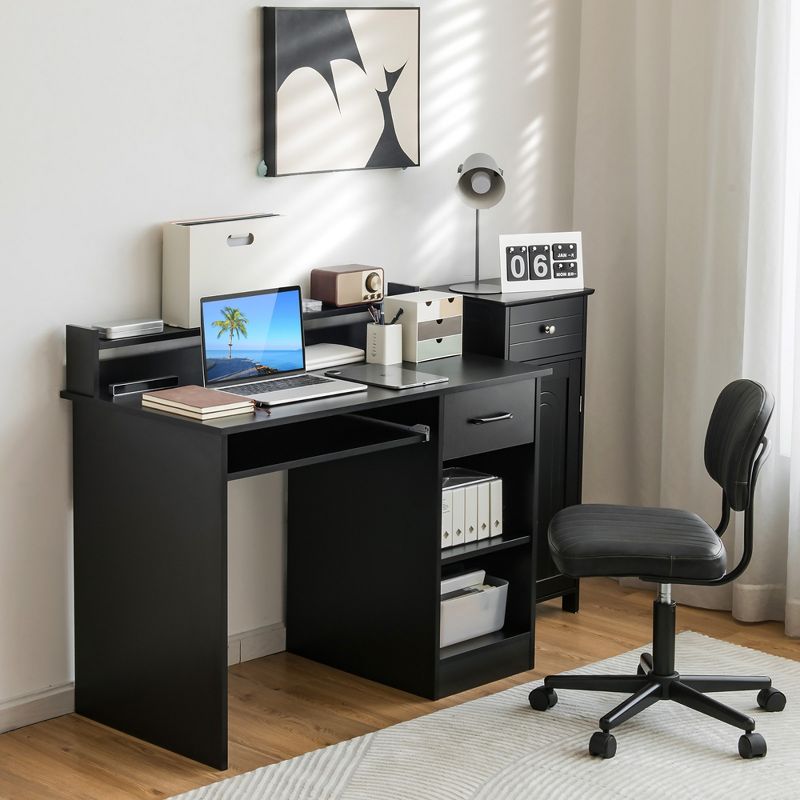 Costway 22" Wide Computer Desk Writing Study Laptop Table w/ Drawer & Keyboard Tray White\Black, 2 of 11