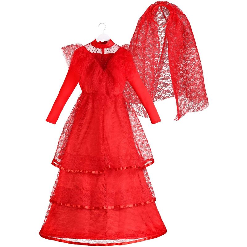 HalloweenCostumes.com Red Gothic Wedding Dress Costume, 3 of 12