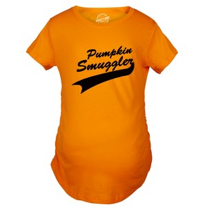 Maternity Pumpkin Smuggler Funny Fall T Shirt Cute Halloween Pregnancy Tee - Crazy Dog Maternity T Shirt - 1 of 4