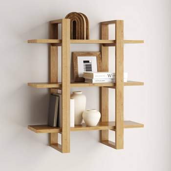 32" Solid Wood Adjustable Floating Wall Shelf - Nathan James