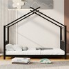 COWLOWN Twin Metal House Platform Bed, Whimsical Roof Design Kids Bed Frame with Guardrails, No Box Spring Needed - 3 of 4