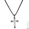 Steeltime 24" Men's two tone black ip and stainless steel double cross pendant with greek key accents - 3 of 4