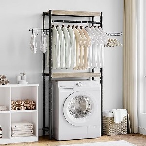 Washing Machine and Dryer Storage Rack Space Saving Clothes Airer Height Adjustable Durable Furniture Storage Rack - 1 of 4