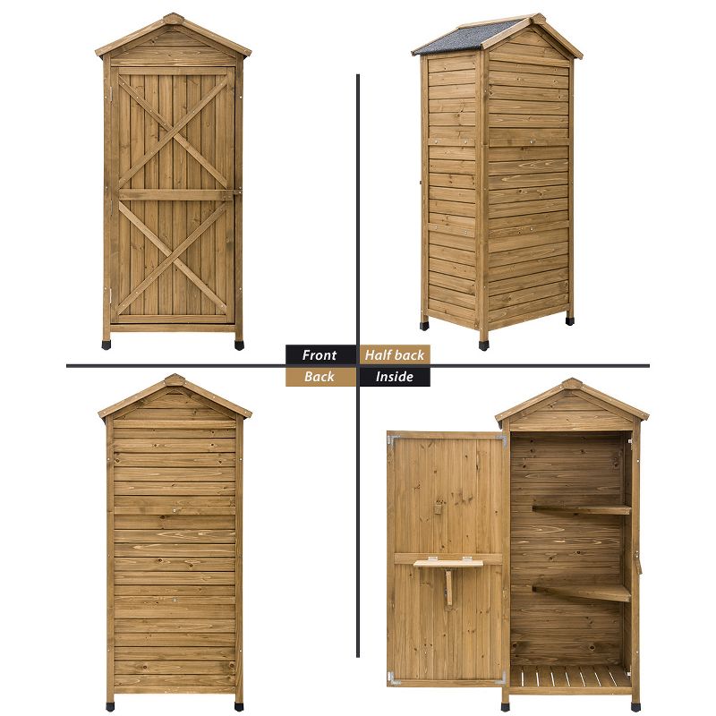 Outdoor Wooden Storage Sheds Fir Wood Lockers with Workstation-ModernLuxe, 5 of 10