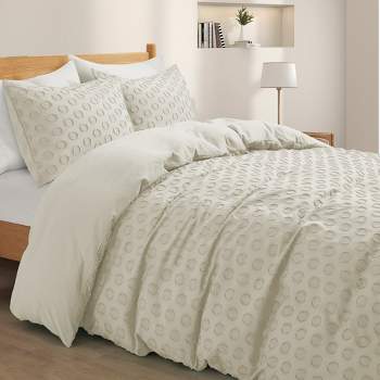 Peace Nest Ultra-Lightweight Microfiber Clipped Duvet Cover Set with Circle Pattern
