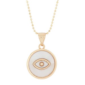 Adornia 14k Gold Plated Mother of Pearl Evil Eye Pendant Necklace - 1 of 2
