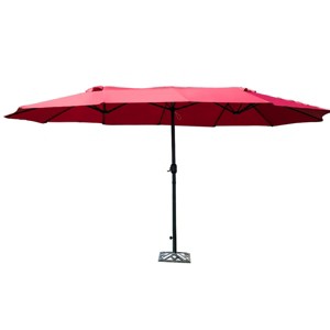 Tangkula 15'Patio Umbrella Double-Sided Outdoor Shade Offset Wine Red - 1 of 4