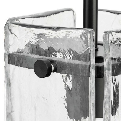 Rivera Matte Black Mini Pendant with Clear Textured Glass