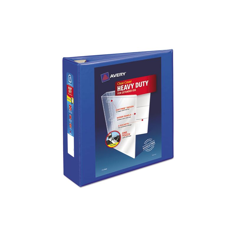 Avery Heavy-Duty View Binder with DuraHinge and Locking One Touch EZD Rings, 3 Rings, 3" Capacity, 11 x 8.5, Pacific Blue, 1 of 8