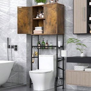 Over Toilet Storage Cabinet 2 - Door Bathroom Organizer Shelf Freestanding Space - Saver Toilet Rack with Privacy Resistant - 1 of 4