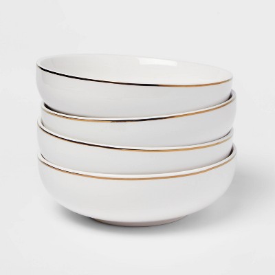 40oz 4pk Stoneware Dinner Bowls Gold - Threshold™