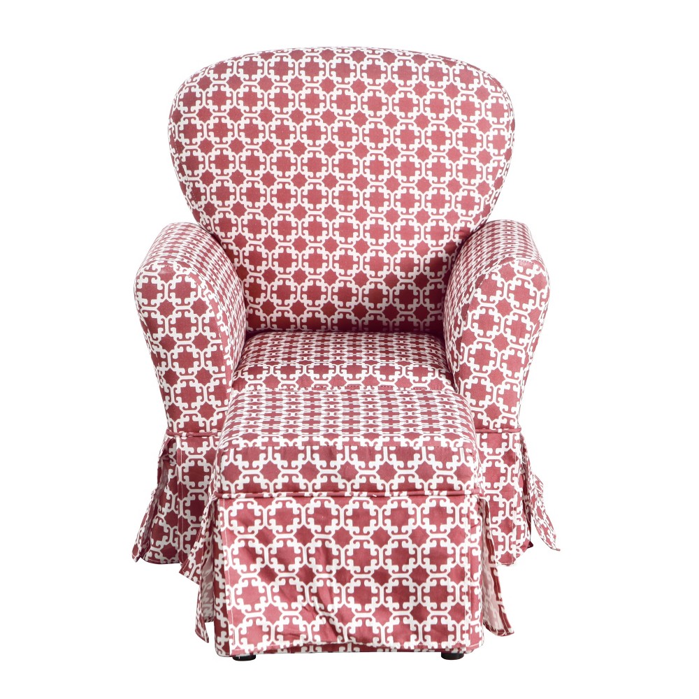 Kids Chair and Ottoman Set Pink/White Lattice - HomePop was $319.99 now $239.99 (25.0% off)