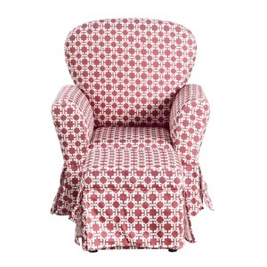 Kids Chair and Ottoman Set Pink/White Lattice - HomePop