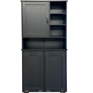 Gulches 36 in W x 18 in D x 60 in H Black Particleboard Free Standing Decorative Storage Cabinets with 2 Tilt-Out Hamper Adjustable Shelves in Black - 1 of 4
