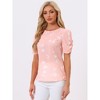 INSPIRE CHIC Women's Floral Summer Crew Neck Casual Shirred Short Sleeve Blouse - 2 of 4