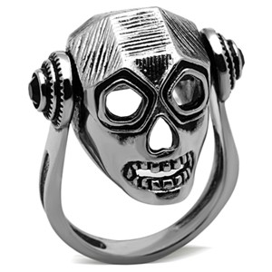 Slickblue Women’s Polished Stainless Steel Skull Ring with Jet Black Synthetic Crystal, Size 5-10 - 1 of 4