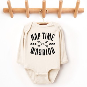 The Juniper Shop Nap Time Warrior Long Sleeve Bodysuit - 12M - Natural - 1 of 4