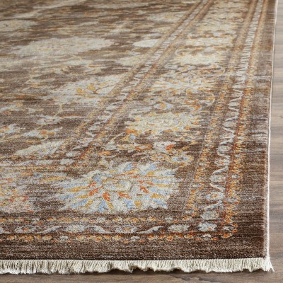 Vintage Persian Brown Multi Synthetic Rectangular Area Rug