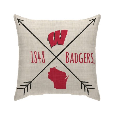 NCAA Wisconsin Badgers Cross Arrow Decorative Throw Pillow