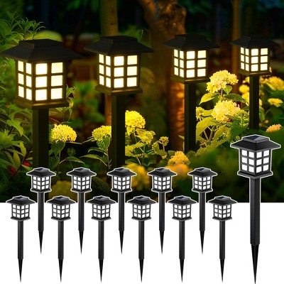 GIGALUMI Warm White Solar Path Lights, Waterproof LED with 10-Hour Runtime for Gardens, Patios & Driveways