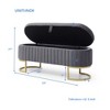 Lyngins Modern Storage Bench, Oval Ottoman with Storage, Velvet Upholstered End of Bed Bench with Golden Metal Legs, Storage Ottoman for Bedroom - 2 of 4