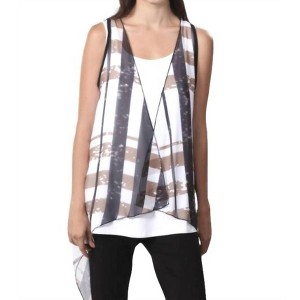 Women's Plaid Grid Waterfall Vest - ANGEL - 1 of 2