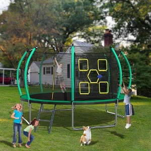 Whisen 12FT Trampoline with Enclosure, Recreational Trampolines with Ladder, ASTM Approval Trampoline for Kids - 1 of 4