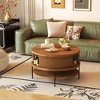 ORRD Flip-Top Round Coffee Table with Storage, 31.5" Farmhouse Center Table with Sliding Door & Hidden Compartment, Sturdy Metal Frame for Living Room - 3 of 4
