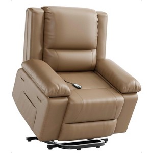Spacious Oversized Electric Power Lift Recliner - Faux PU Leather with Heat & Massage, Adjustable Reclining Design, Ideal for Elderly - 1 of 4