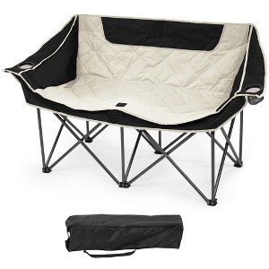 Gulches Oversized Outdoor Camping Recliner Chair - Heavy Duty Folding Design with Armrests, Cup Holder & Carrying Bag - 1 of 4