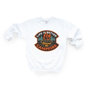 Simply Sage Market Women's Life Is Better Around The Campfire Badge Gildan Sweatshirt - 1 of 2
