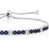 Sterling Silver Blue Sapphire & White Diamond Tennis Bracelet, 2.05 Ct Adjustable up to 9 Inch, Fine Jewelry for Women - 3 of 4
