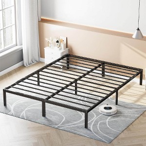 Lyngins Bed Frame, Black Platform Bed Frame – No Box Spring Needed Storage Bed, Heavy-Duty Metal Bed Frame for Bedroom/Guest Room/Rentals - 1 of 4