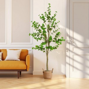SEVOBAL Artificial Plants 76" Enkianthus Tree Pre-Potted Faux Greenery for Stylish Home Office Decor, Green, 34.5"*34.5"*76" - 1 of 4