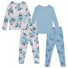 Girls Lilo and Stitch Pajamas Set - 4 Piece Long Sleeve Stitch Pajamas - Lilo and Stitch Ohana 2 Pack Pajamas Set (Light Blue, 4) - 2 of 4