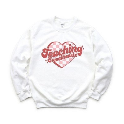 Simply Sage Market Women's Graphic Sweatshirt Teaching Sweethearts Checkered Hearts