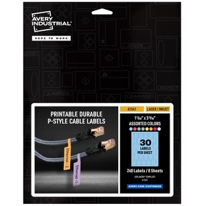 Avery Cable Labels, P-Style, 1.02" x 3.3", 8 Colors, 240ct (61541) - 1 of 4