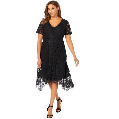 Jessica London Women's Plus Size Lace Handkerchief Dress