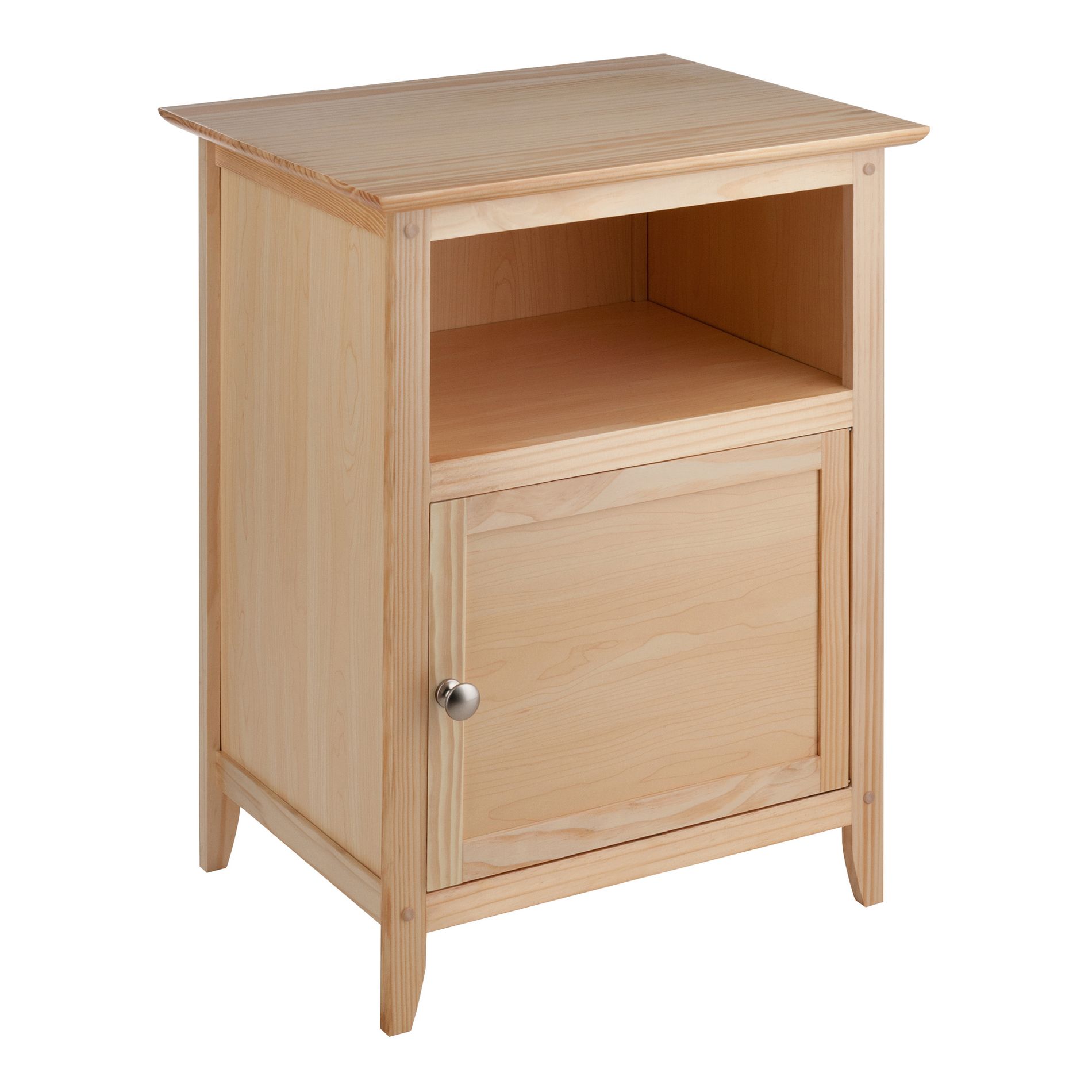 Winsome Henry Nightstand Natural: Bedside Table with Cabinet Door, Wood Veneer, MDF Frame, Assembly Tools Provided