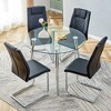 5-Piece Dining Set with Tempered Glass Round Table and 4 PU Armless Chairs - 3 of 4