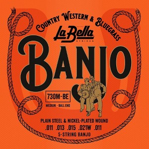 La Bella 730-BE Nickel-Plated Wound Ball-Ends 5-String Banjo Strings - Medium - 1 of 1
