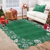 Scalloped Christmas Rug Non Slip, Washable Low Pile Non Shedding Xmas Holiday Carpet Indoor Printed Area Rug - 2 of 4