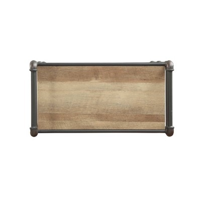 Urban Industrial 5-Tier Antique Oak & Sandy Gray Wooden Bookcase
