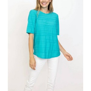 Women's Pleat Texture Easy Tee - habitat - 1 of 4