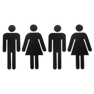 Unique Bargains Self-Adhesive Decor Office Business Men Women Restroom Sign 2 Set - 1 of 4