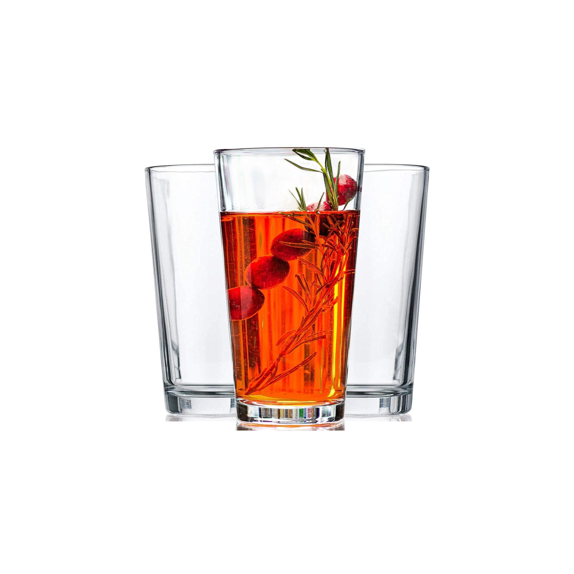Le'raze Drinking Glasses - Set of 10 - 16oz. Clear Heavy Base Tall Highball Glass Cups